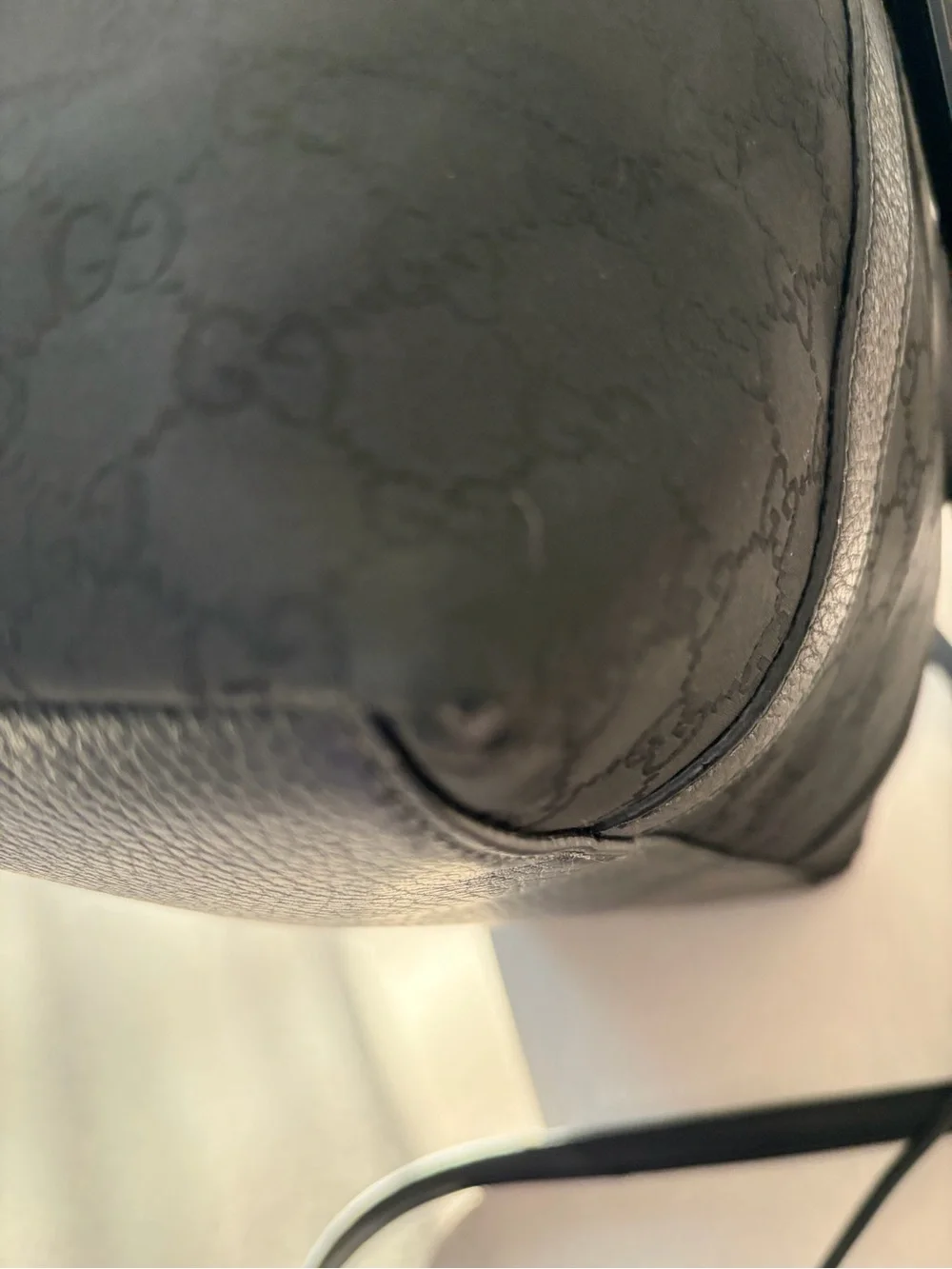 Gucci Black GG Charm Dome Satchel featuring silver-tone hardware